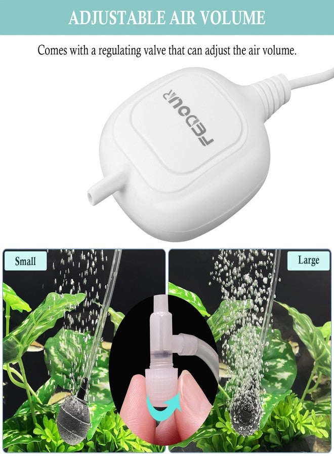 FEDOUR Mini Whisper Aquarium Air Pump, Nano Ultra Quiet Fish Tank Aerator, Fish Tank Bubbler Pump for Up to 10Gallon Betta Tank, Fish Bowl - Image 4